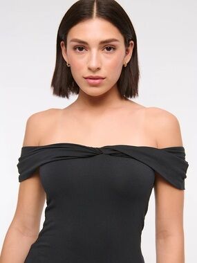 A&F Off-Shoulder Twist Front Black Dress Top